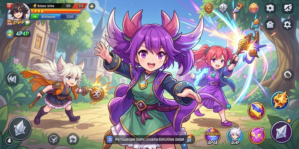 Tangkapan layar gameplay <strong>4P4P</strong> menampilkan aksi seru dalam dunia anime.