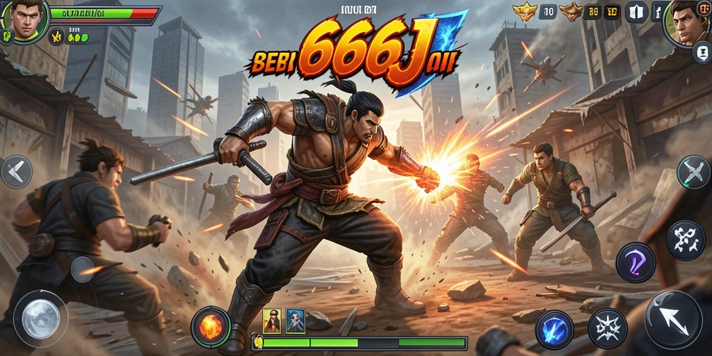 Tampilan gameplay menegangkan dalam pertarungan sengit di 666J.