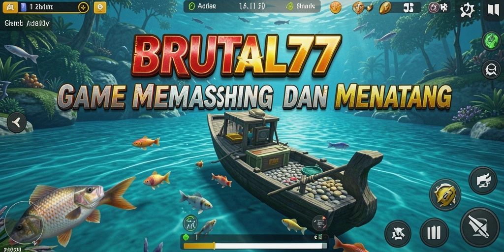 Tampilan gameplay BRUTAL77 saat memancing di lautan.