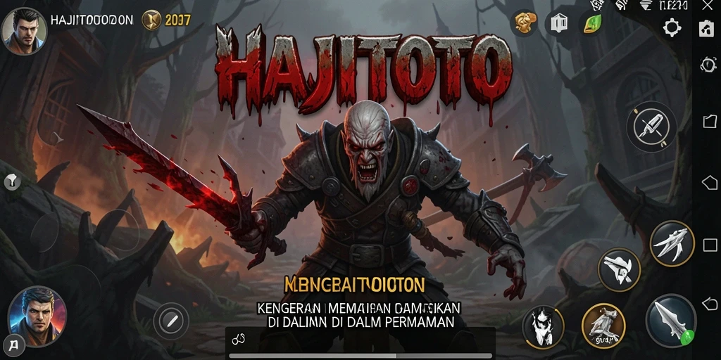 Screenshot gameplay HAJITOTO yang menampilkan suasana horor yang intens.