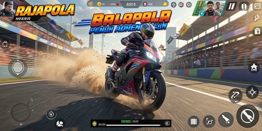 Gameplay seru dengan balapan motor yang mendebarkan.