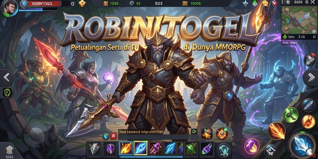 Screenshot gameplay ROBINTOGEL menampilkan pertarungan epik di dunia fantasi.
