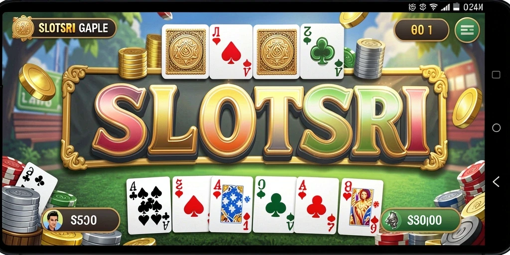 Tampilan layar utama SLOTSRI yang menunjukkan gameplay Gaple yang menarik.