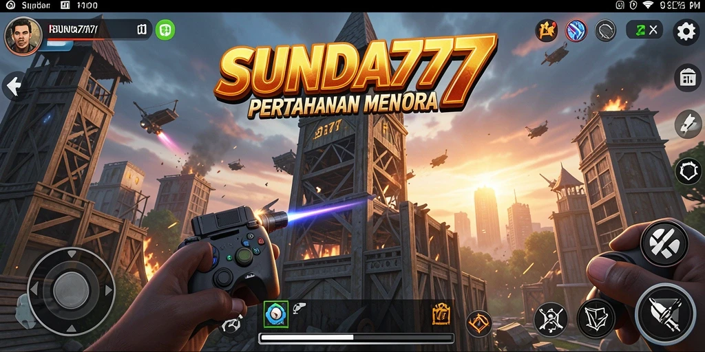 Gameplay SUNDA777 dengan menara yang strategis dan serangan musuh.