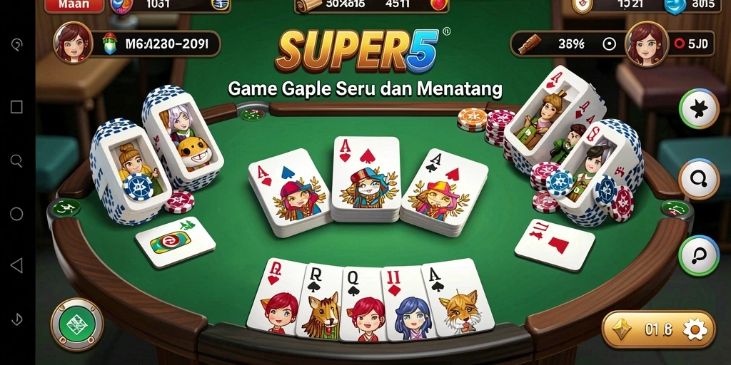 Screenshot gameplay SUPER5 menampilkan serunya permainan Gaple.