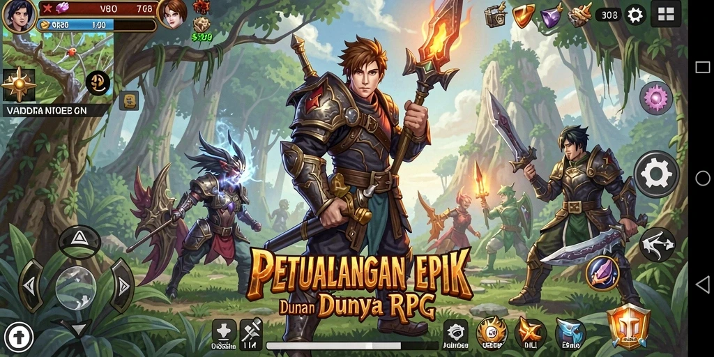 Tampilan gameplay epik dari V98 dengan karakter dan makhluk fantastis.